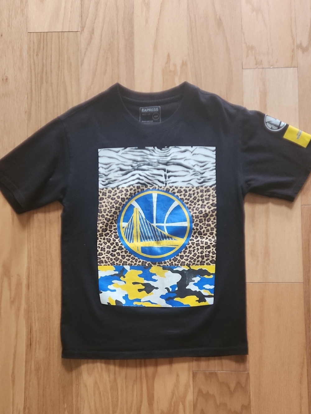 Express Kids Black Blue & Yellow Golden State Warriors Graphic T XS Short Sleeve
